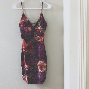 Purple skin tight velvet dress